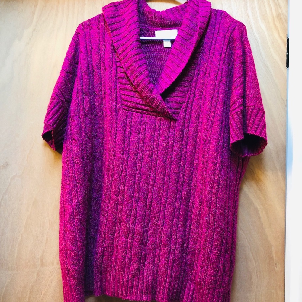 DressBarn Short Sleeve V Neck Sweater Pink